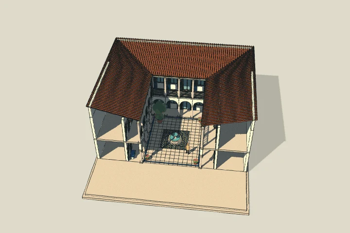 Illustrated model of andalusian patio house