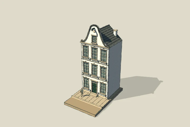 Illustrated model of dutch townhouse