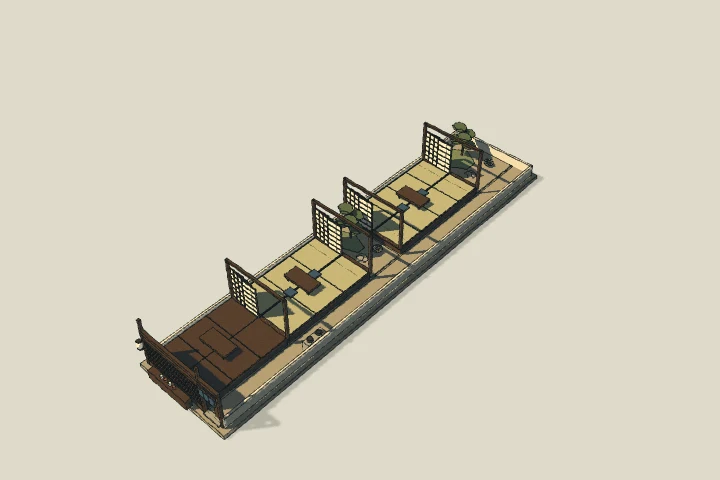 Illustrated model of machiya deep plan