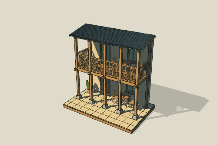 Illustrated model of sheltered balcony