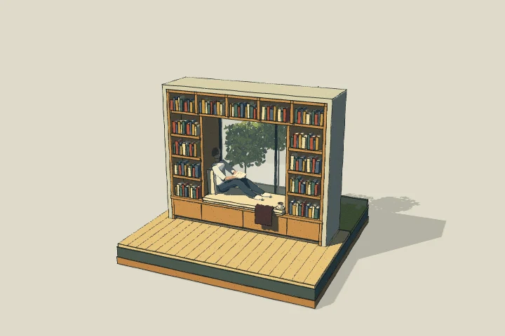 Illustrated model of window seat